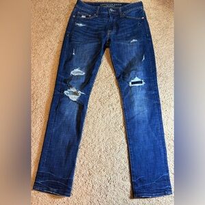 American Eagle Outfitters Men's 30x30 Ripped Indigo Jeans
